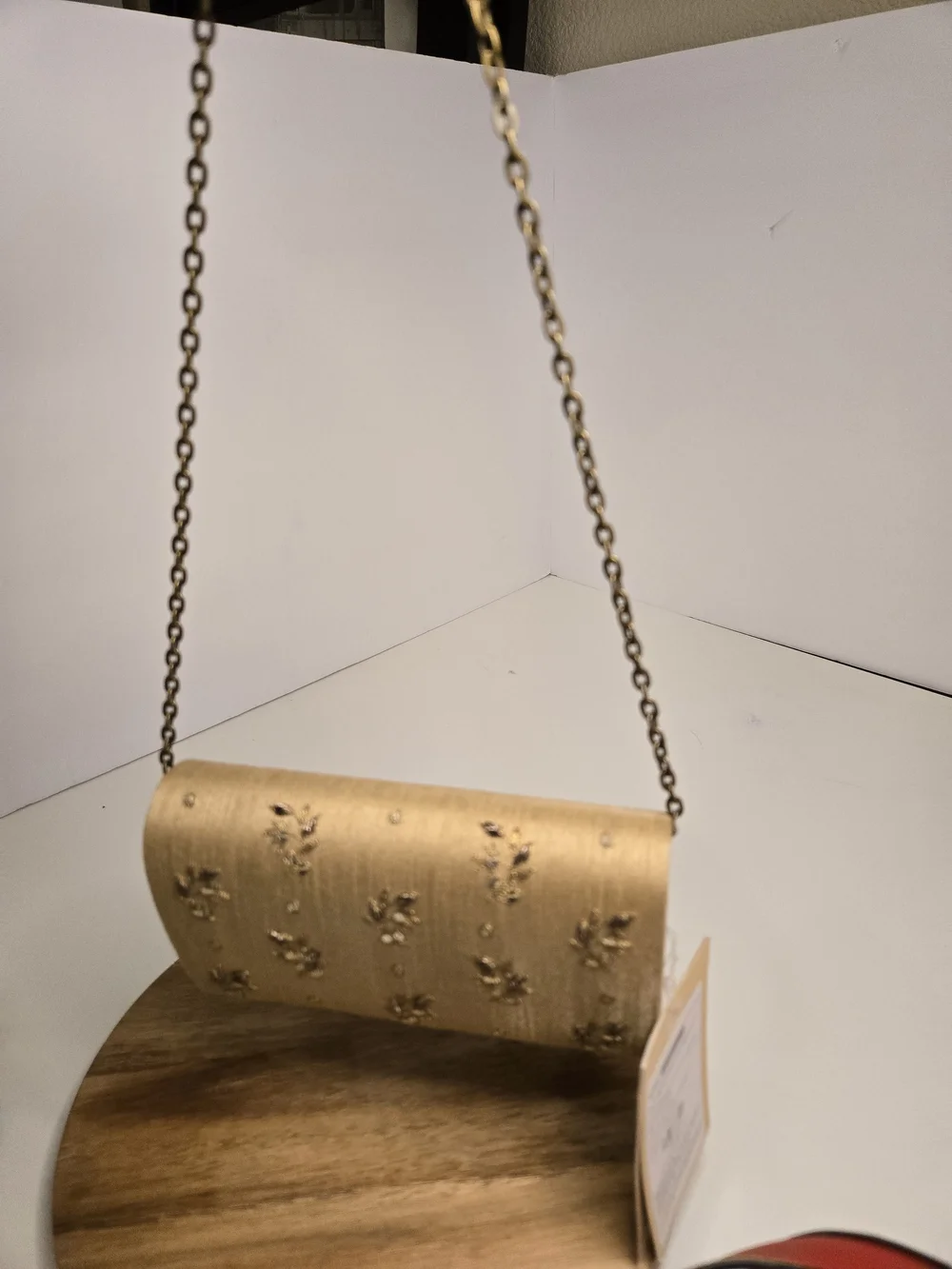 fabindia Gold Embroidered Satin Crossbody Clutch